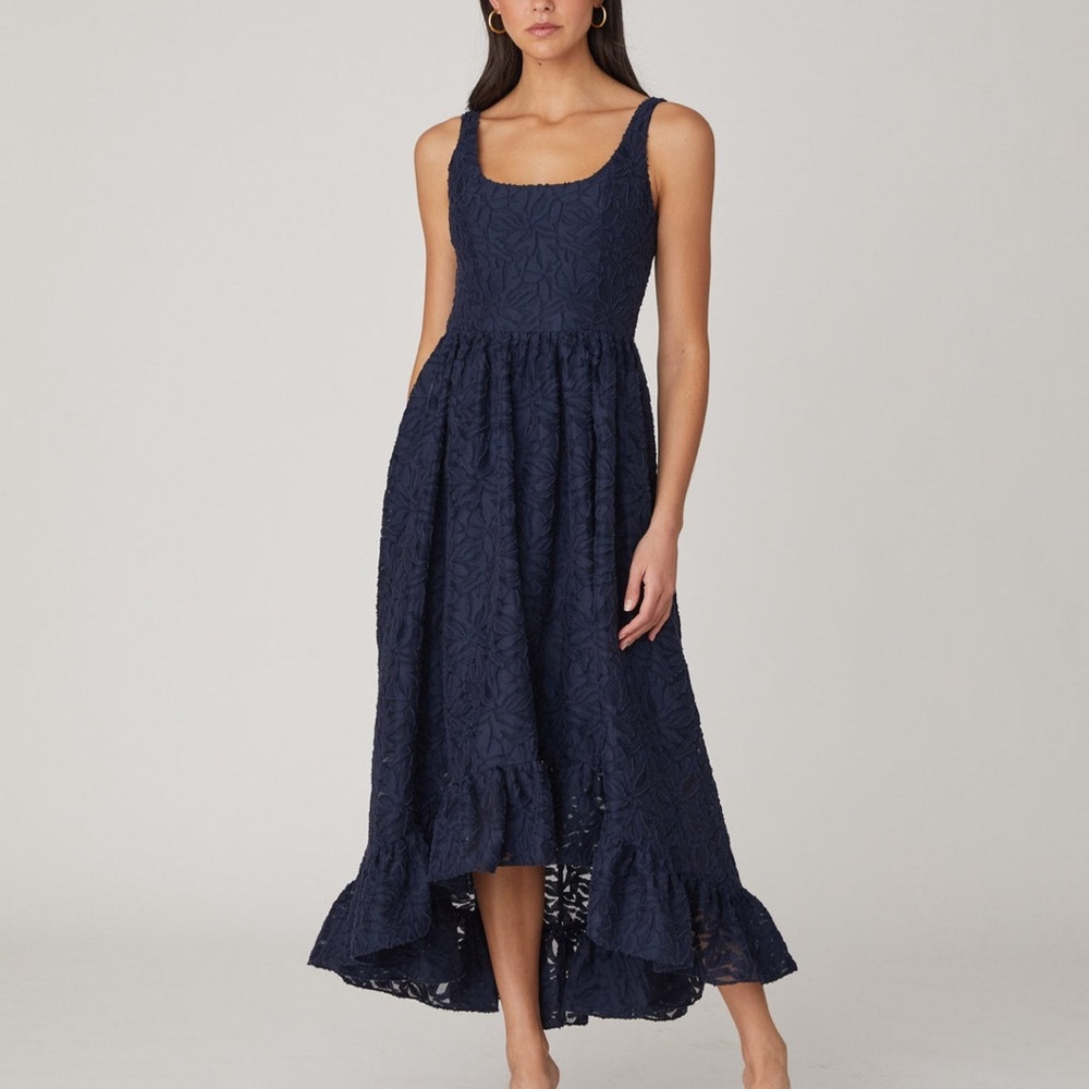 NWT Shoshanna Sheer Organza Neela Maxi Dress 4 Midnight Burnout Sophisticated
